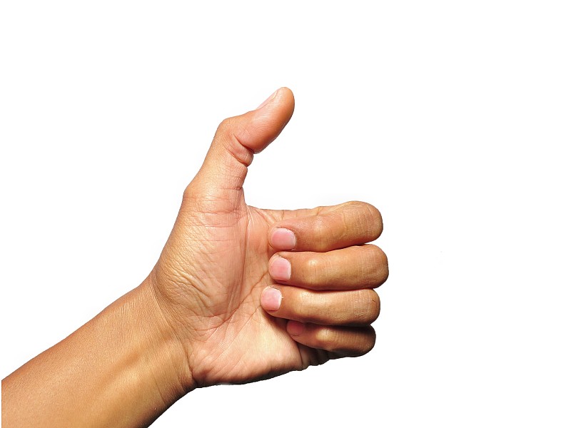 拇指向上的手势孤立在白色背景