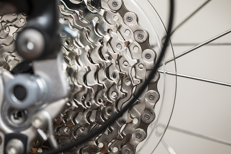 自行车齿轮宏观视图