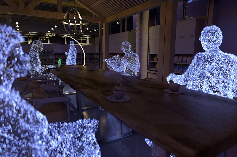 在咖啡馆工作的白领