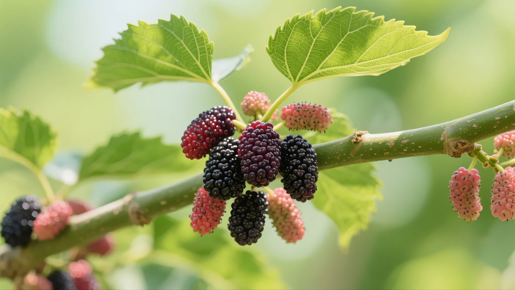 小满节气桑葚成熟夏季水果健康饮食背景
