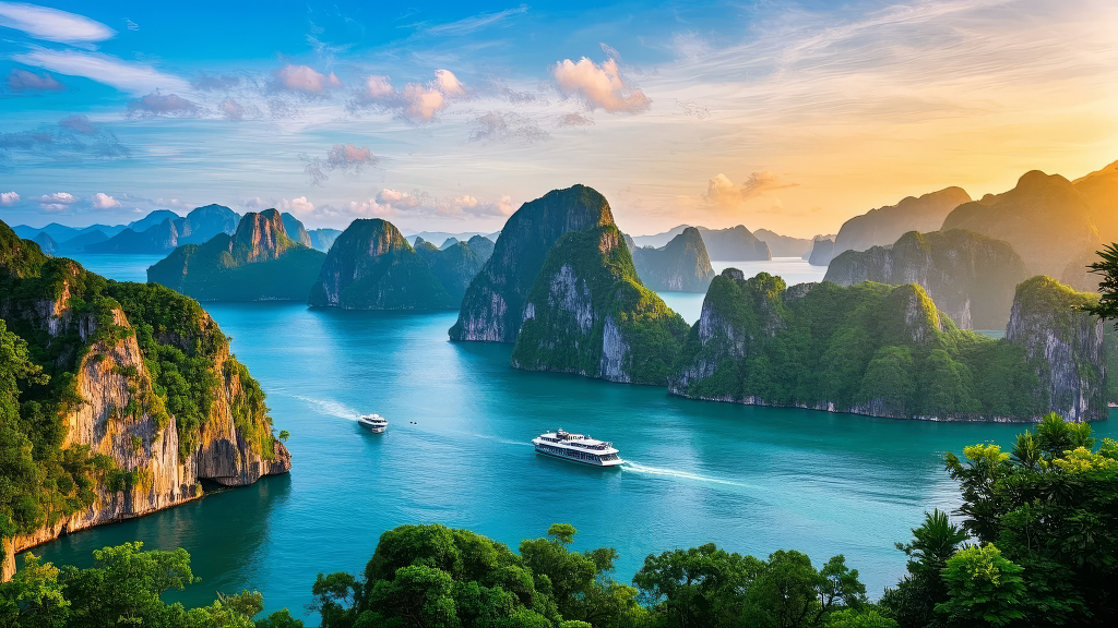 越南下龙湾山水风光旅游度假热门景点背景