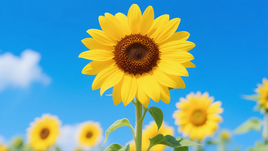 夏至节气向日葵蓝天白云积极乐观生态背景