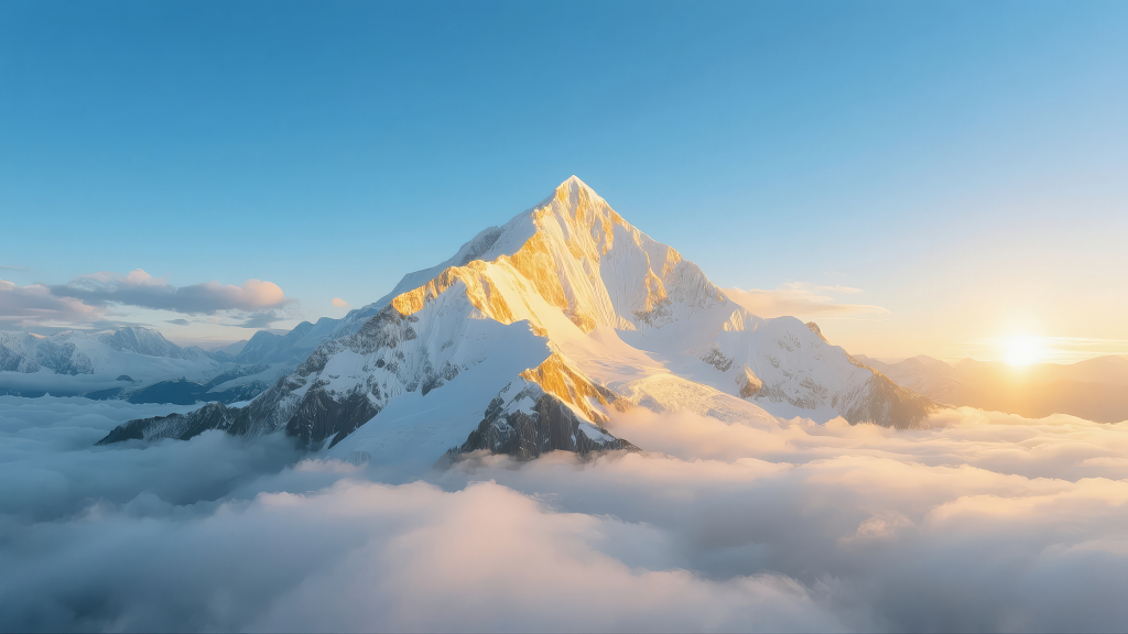 雪山山峰日出云海壮丽风光旅游励志背景