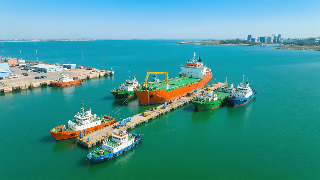 港口货轮国际贸易海运物流运输行业背景