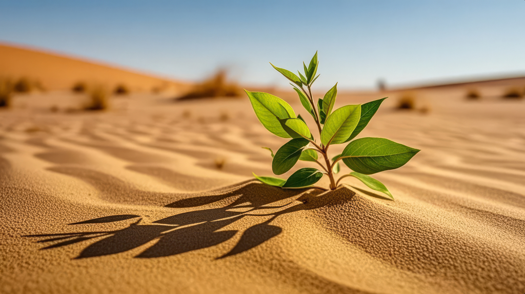 沙漠植物幼苗生长希望生命力励志背景图
