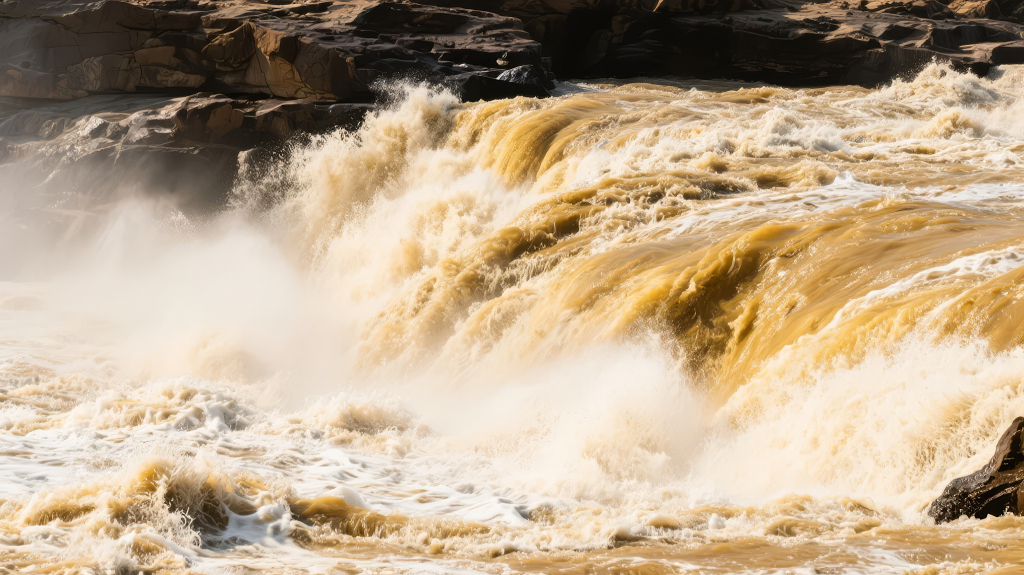 瀑布激流汹涌澎湃自然力量壮观风景背景