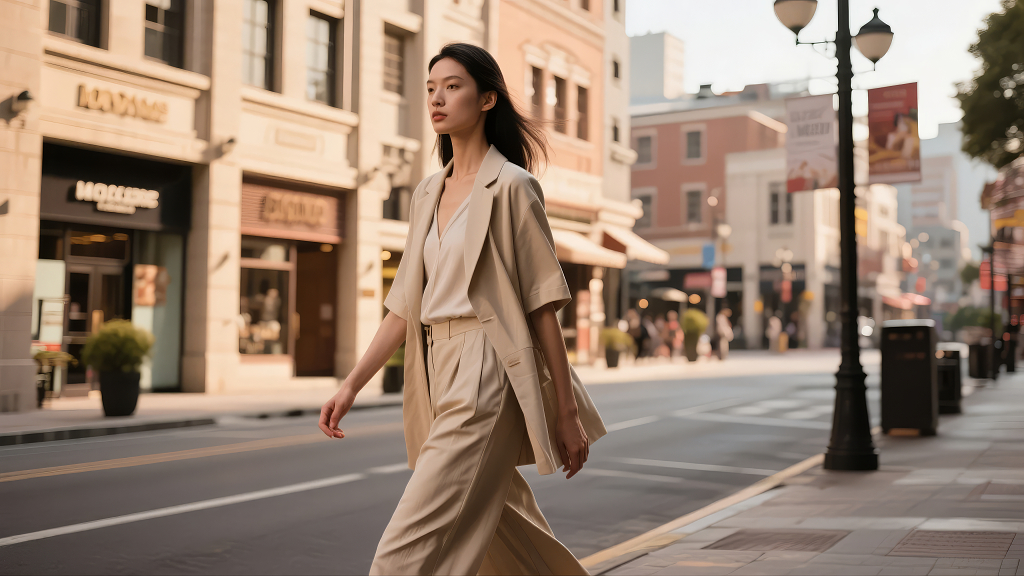 职场女性时尚街拍都市丽人商务出行背景图