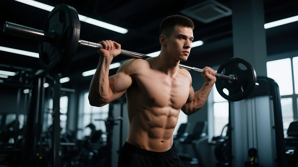 健身房猛男力量训练运动健康生活方式背景