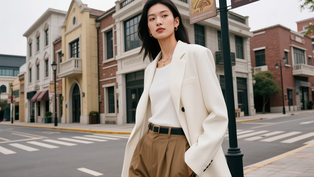 职业女性时尚街拍穿搭都市生活商业背景