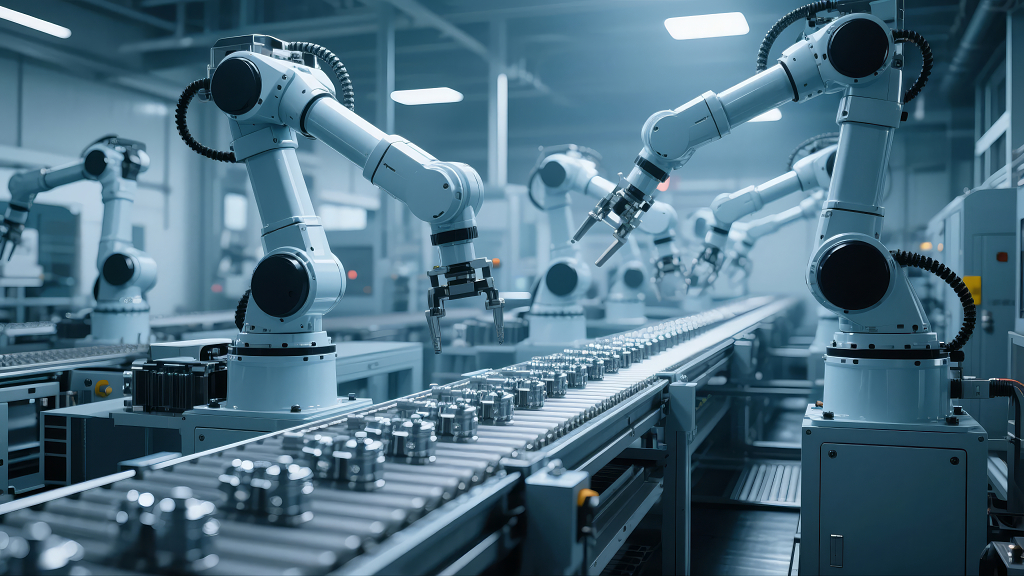 工业4.0机器人手臂自动化生产线智能制造背景