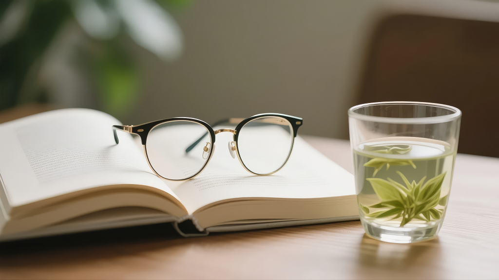 世界读书日节气书本眼镜茶杯阅读生活背景