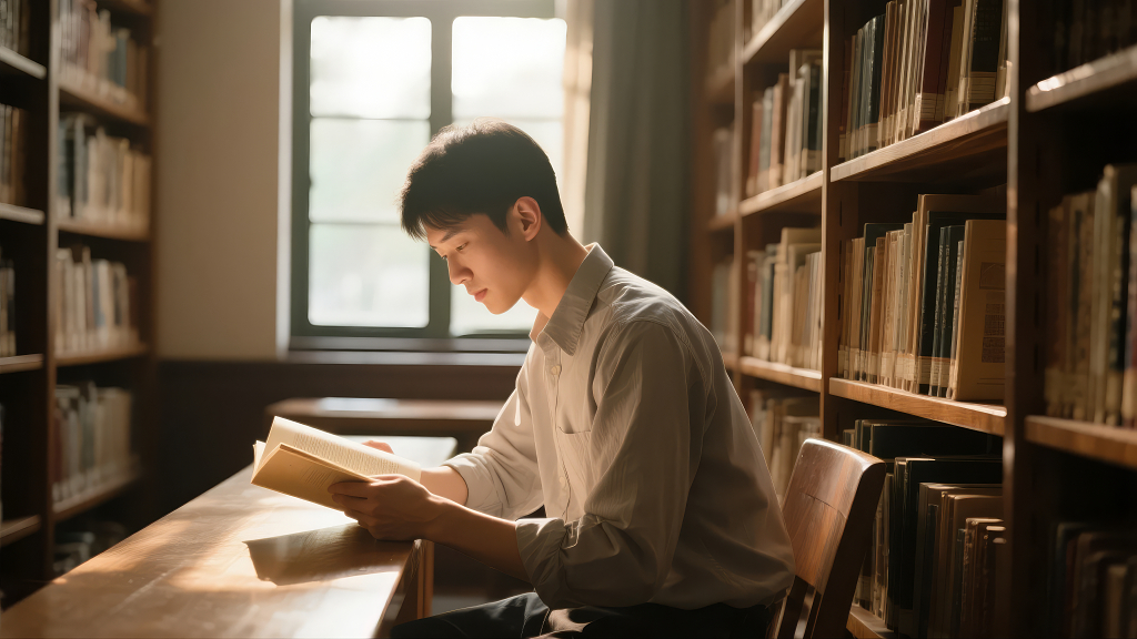 世界读书日青年图书馆阅读学习专注背景图