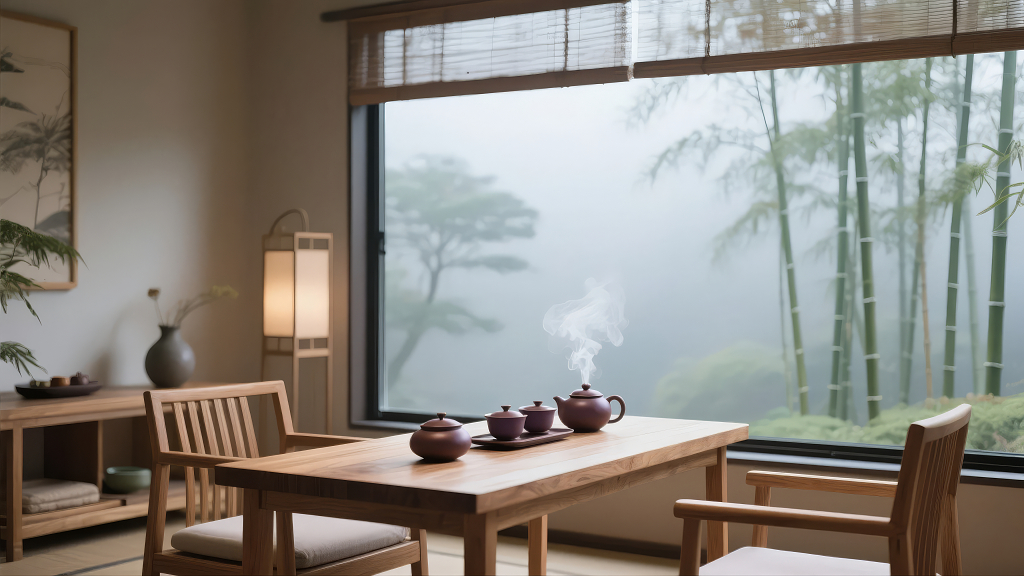 夏至节气中式茶室品茶禅意休闲生活背景
