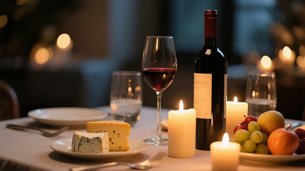 情人节浪漫烛光晚餐红酒美食约会背景图