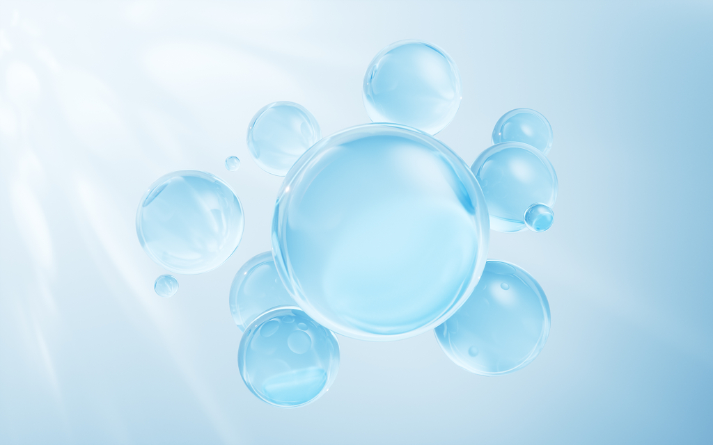 透明蓝色气泡背景三维渲染