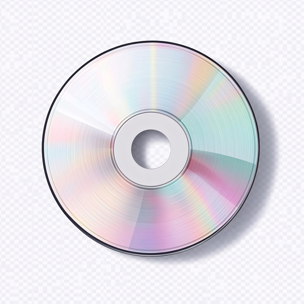 光盘在透明背景上闪耀着彩虹般的光芒