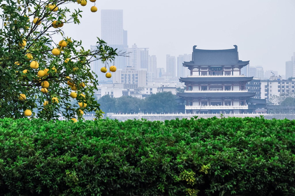 湖南长沙橘子洲头风光杜甫江阁