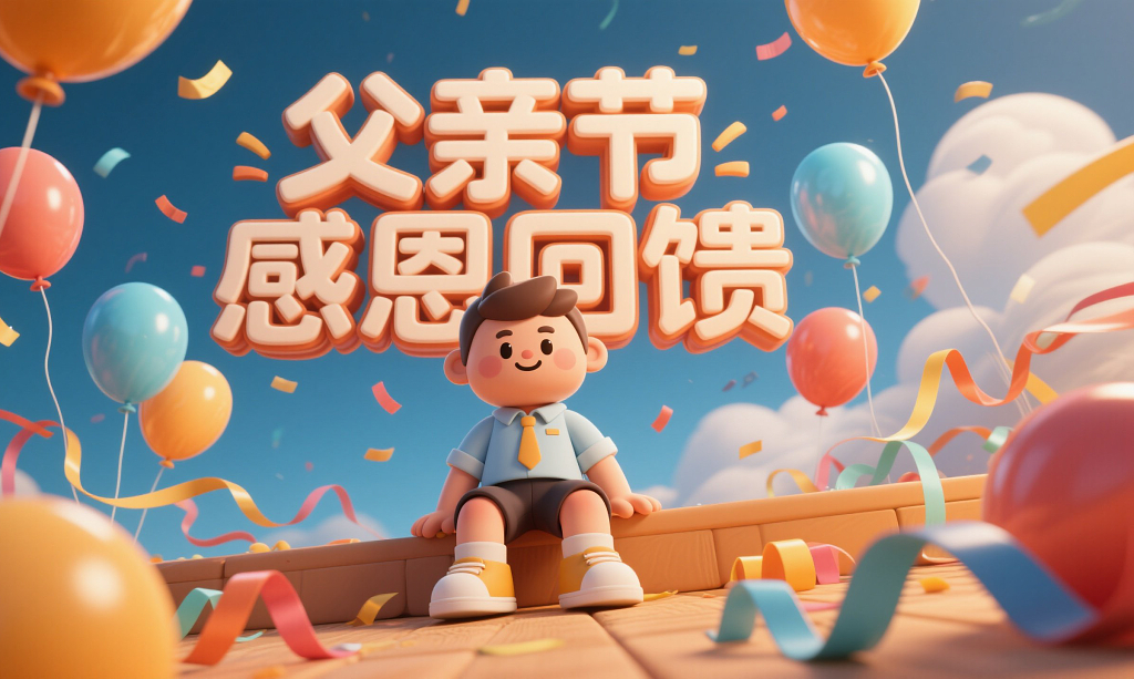 父亲节感恩回馈卡通人物场景