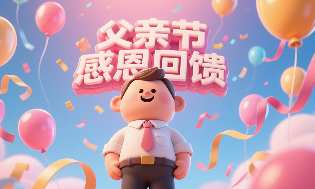 父亲节感恩回馈卡通人物场景