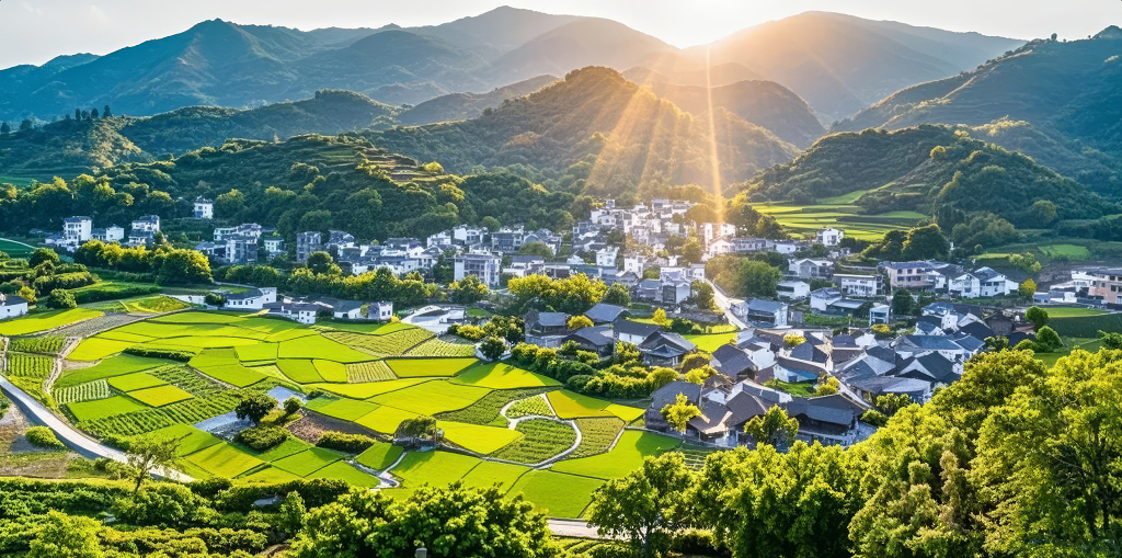 夏至节气乡村稻田农耕文化阳光生活气息背景
