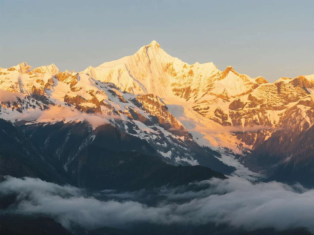 日照金山梅里雪山风景风光秀丽文旅摄影图