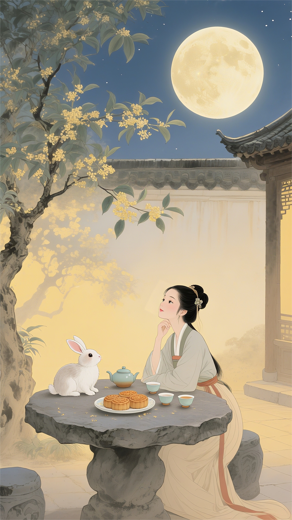 八月十五中秋节思念故乡赏月背景图