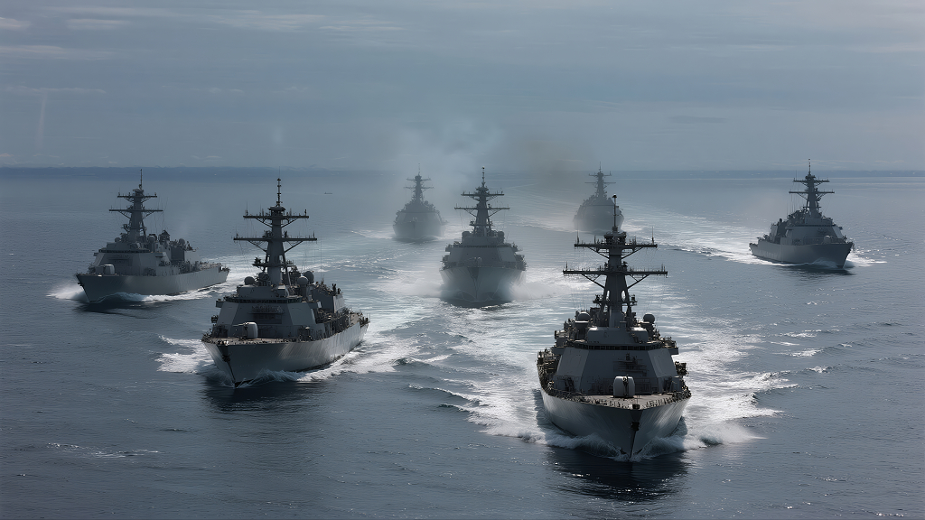 建军节海军舰队航行编队军事演习背景图