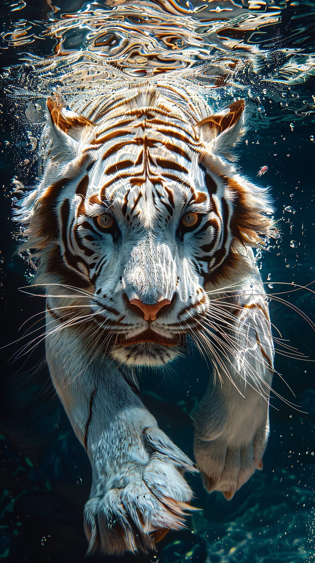 白虎水中潜行身姿矫健尽显王者霸气