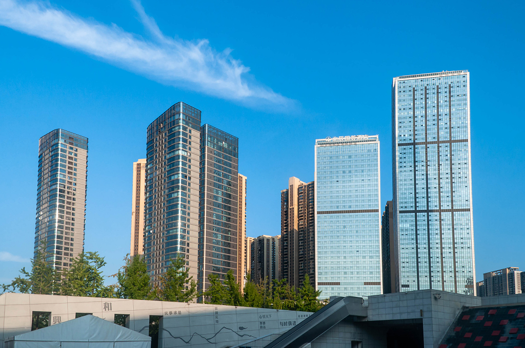 中国湖南长沙北辰三角洲城市风光