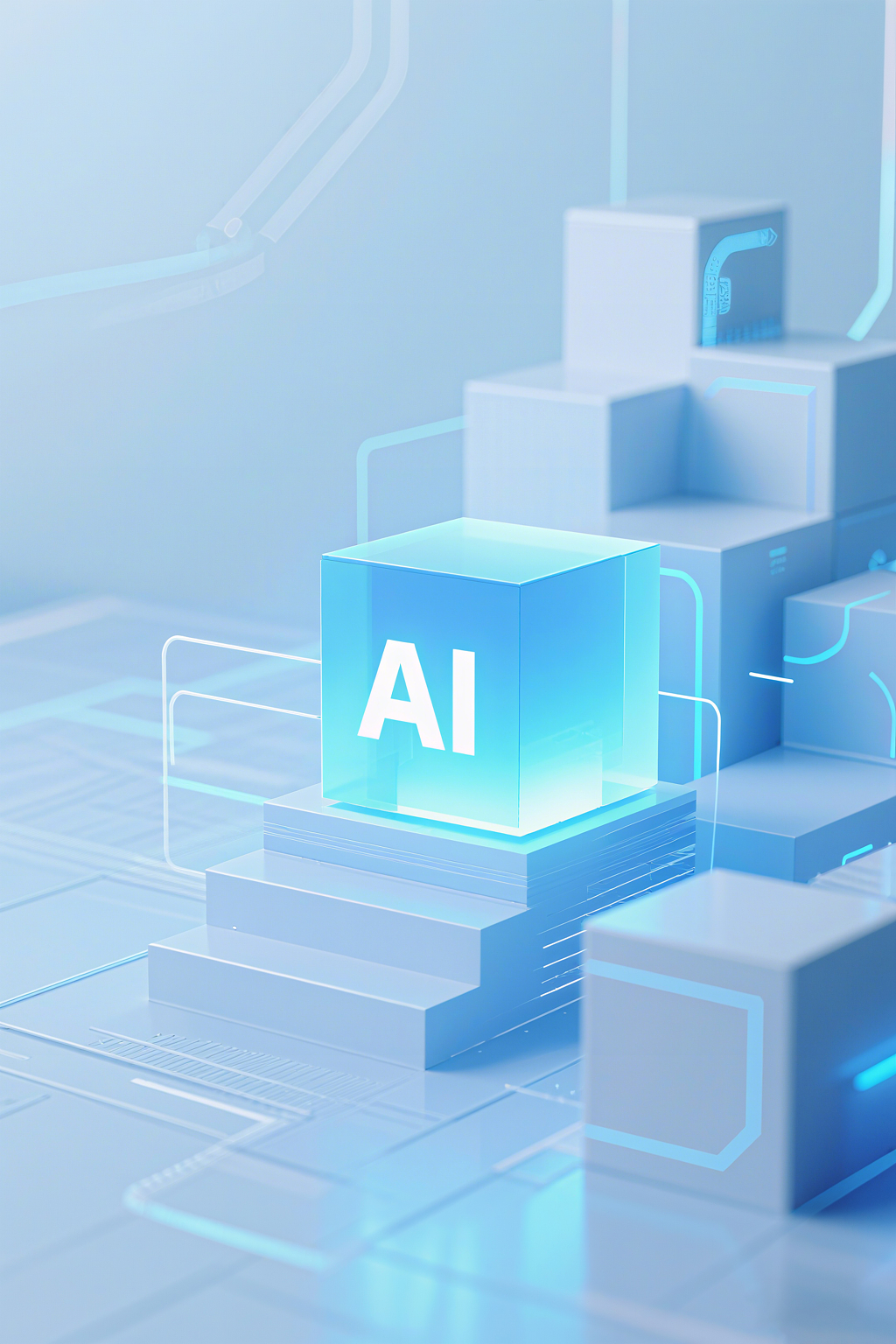 蓝色科技风AI人工智能行业海报背景