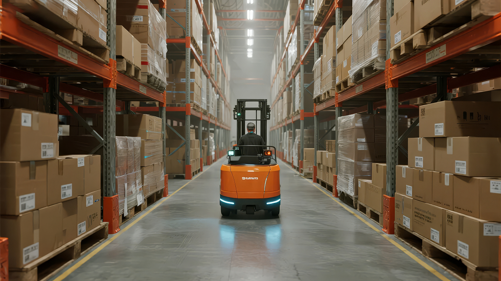 电商仓储叉车物流运输行业效率背景图