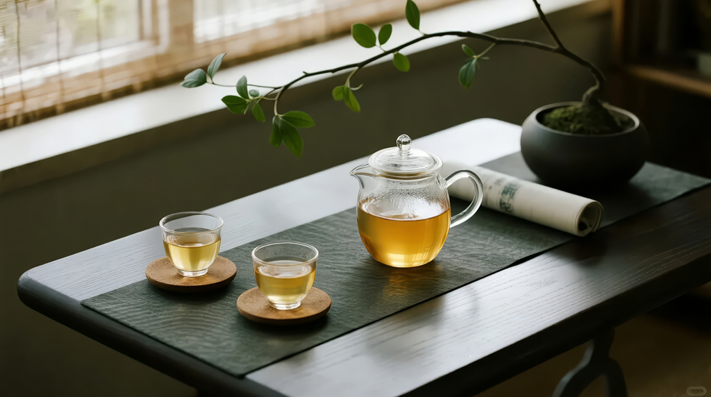 秋分节气中式茶道养生慢生活文化背景图