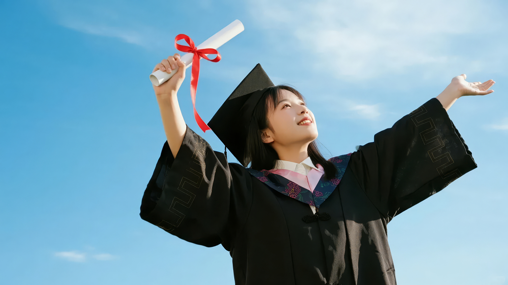 毕业季女生学士服校园招聘教育宣传背景