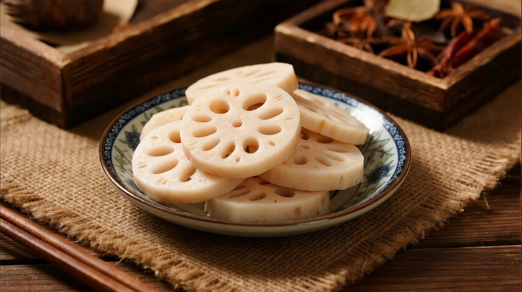 中秋节气家宴美食糯米藕片菜谱健康背景