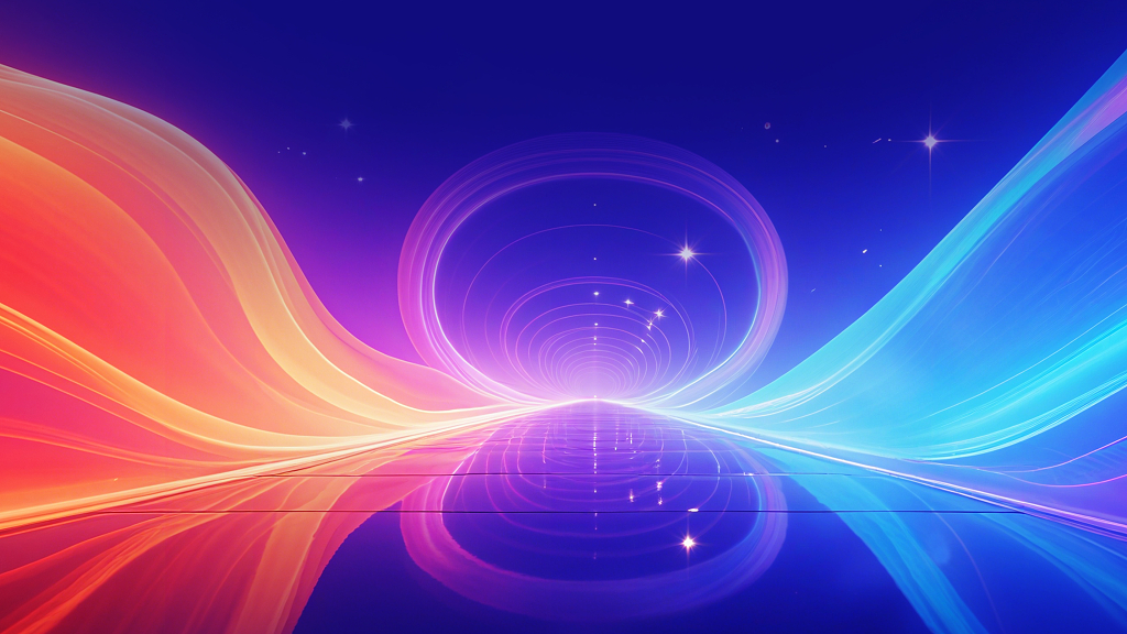 绚丽色彩线条交织的梦幻隧道场景海报背景图