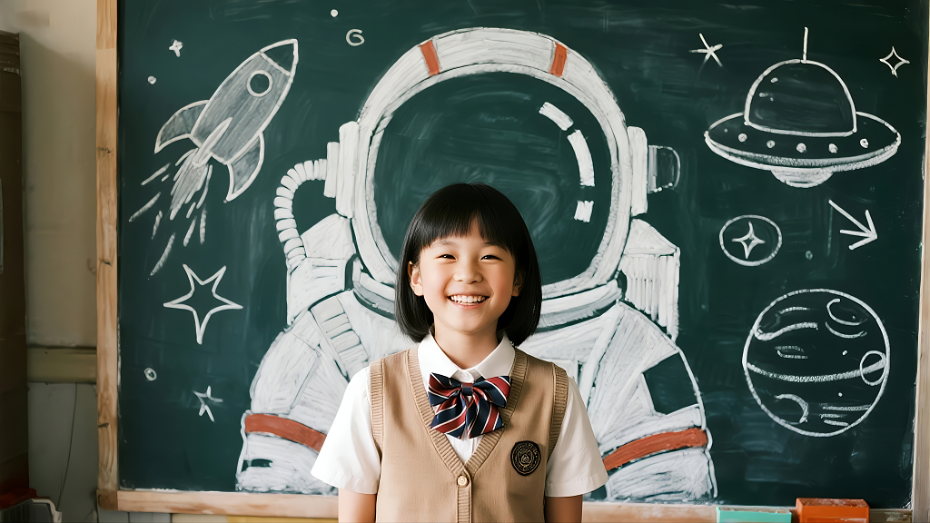 小学生宇航员梦想科学探索教育背景图