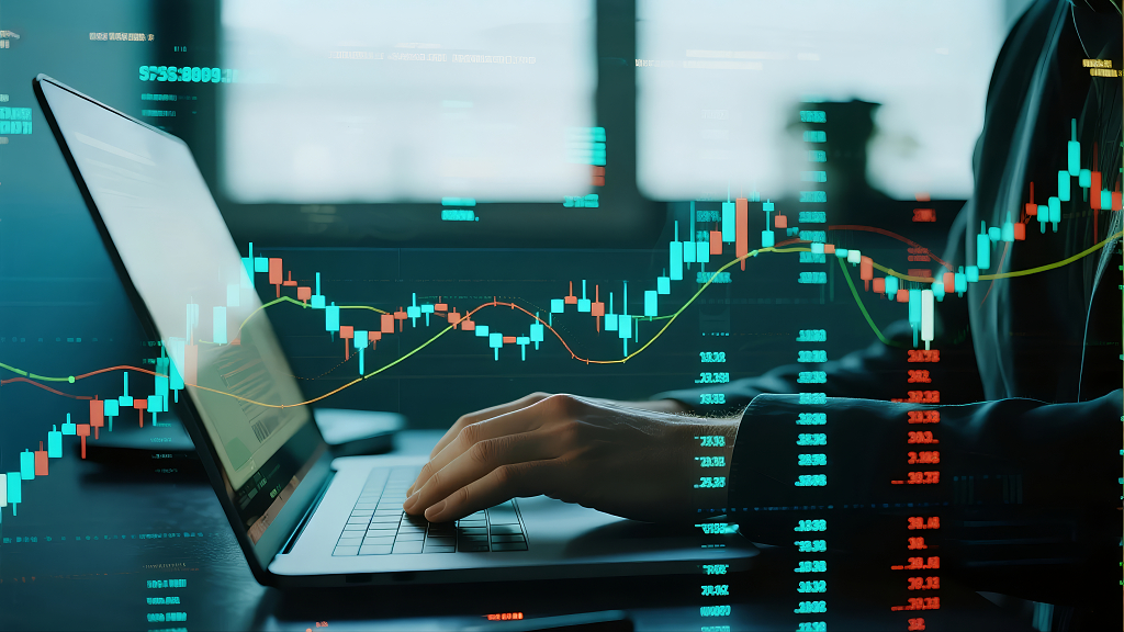 金融交易员数据分析股票市场科技背景图