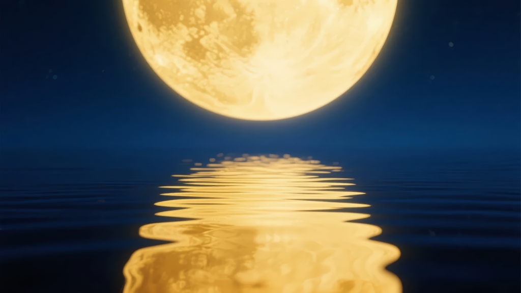 中秋节海上生明月倒影宁静唯美背景图