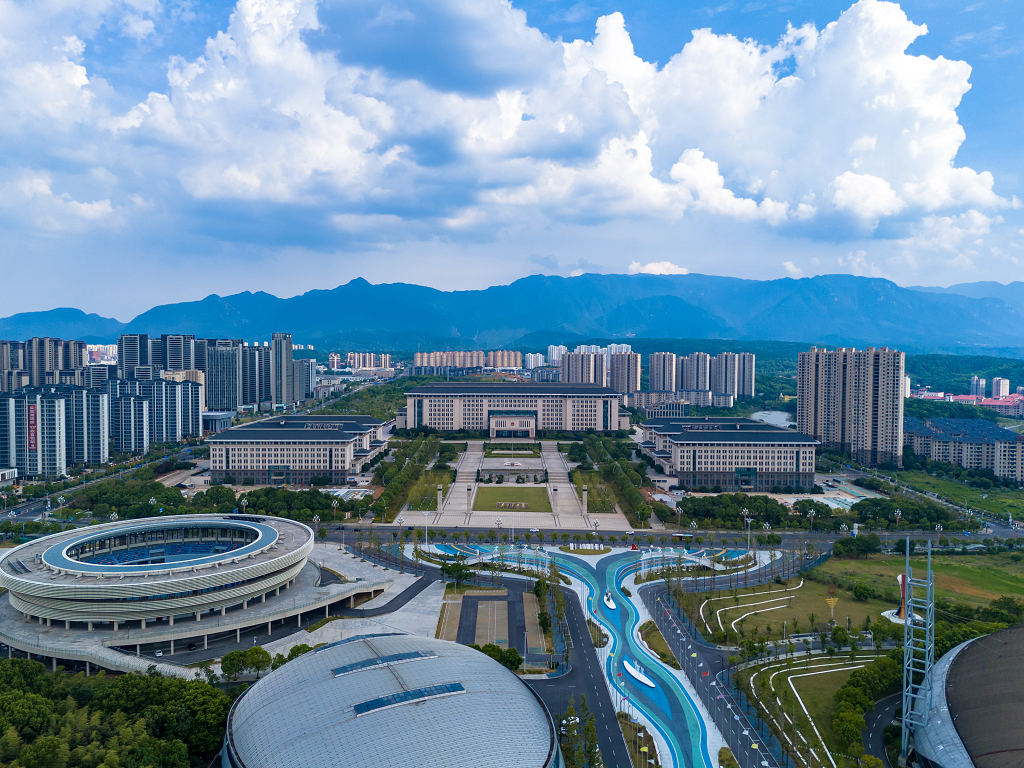 江西九江城市风光航拍图