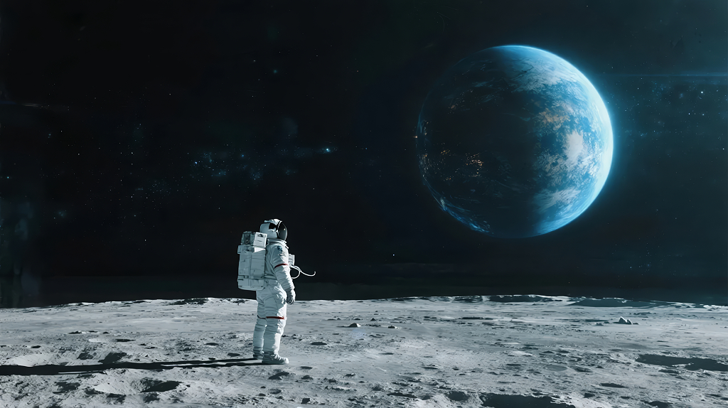 航天日宇航员登月探索太空科技背景图