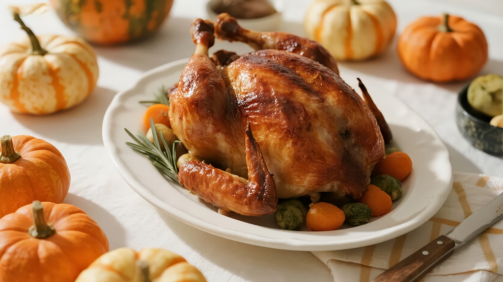 感恩节火鸡大餐家庭聚会美食背景图