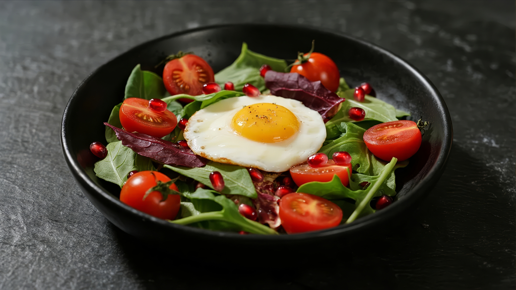 轻食沙拉煎蛋健康饮食营养餐静物背景