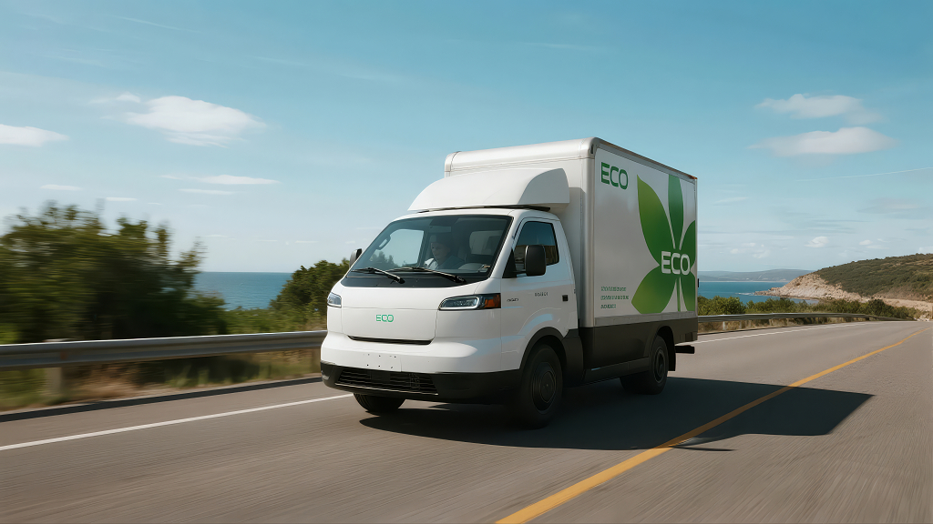 电动货车绿色物流环保运输科技背景图