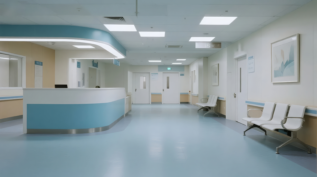 医院走廊前台干净整洁医疗环境背景图