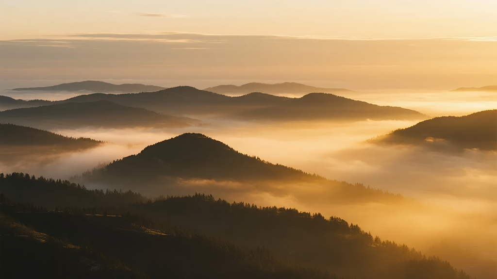 山峦云海日出晨雾壮丽唯美自然风光背景