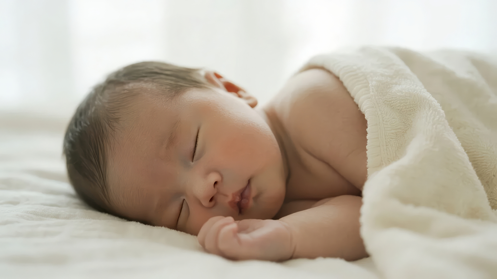 新生儿婴儿睡眠可爱纯真生命人像背景