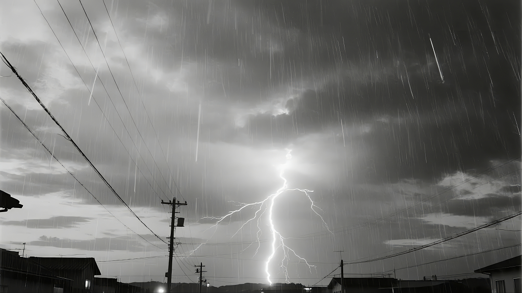 雷雨闪电暴风雨夜晚天气自然灾害背景