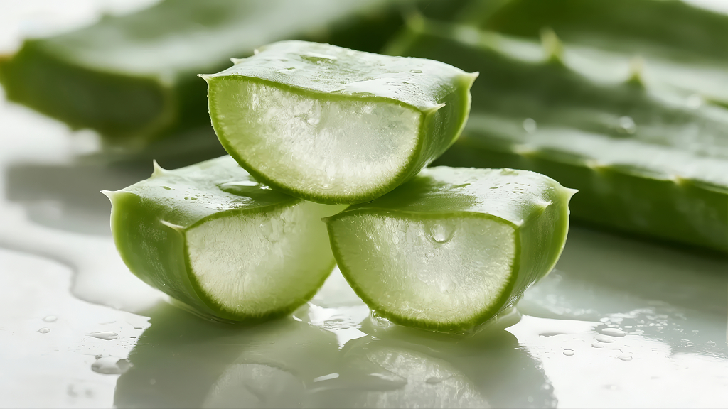芦荟切片美容护肤天然植物静物背景