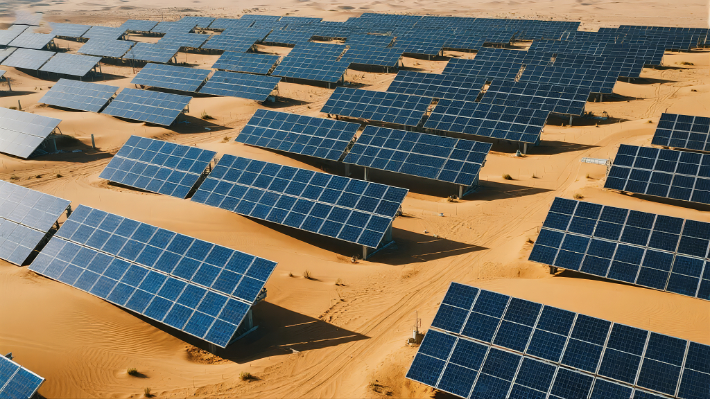 太阳能光伏发电站沙漠新能源环保背景