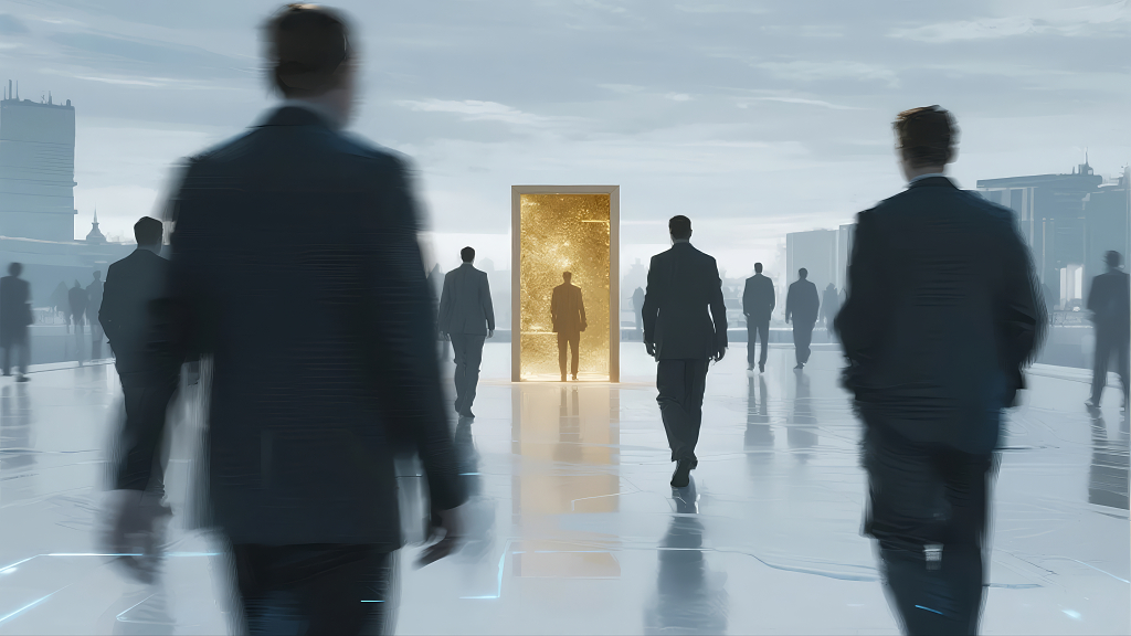 商务人士走向未来成功希望概念背景图